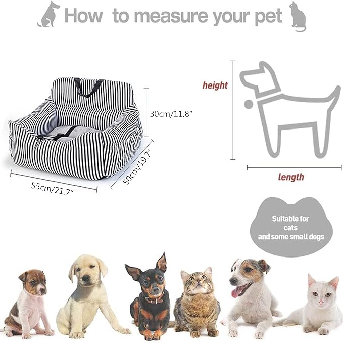 Dog Car Seat, Puppy Booster Seat for Small Medium Dogs Cats,Dog Travel Car Carrier Bed Car Safety Seats with Storage Pocket and Clip-On Safety Leash and Removable Washable Cover