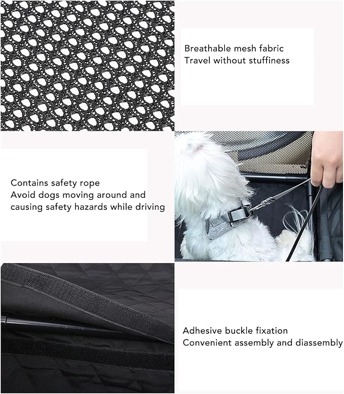 Car Dog Seat, Polyester PVC Breathable Mesh Carrier for Small Medium Dogs, Portable Pet Cat Car Seat, Travel Booster Safety Bed