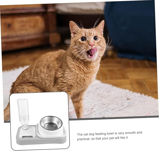 SUPVOX Automatic Pet Feeder and Water Dispenser Set Elevated Dual Bowls for Cats and Dogs Non-Spill Design Safe Material Capacity for Convenient Feeding and Hydration