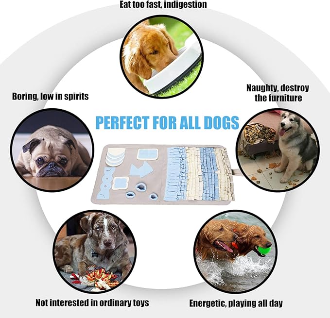 Snuffle Mat for Small Large Dogs Nosework Feeding Mat (23.6" x 39.4") Easy to Fill and Machine Washable Training Mats Pet Activity/Toy/Play Mat, Great for Stress Release - M