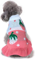 CHBORCHICEN Pet Dog Sweaters Classic Knitwear Turtleneck Winter Warm Puppy Clothing Cute Strawberry and Heart Doggie Sweater (S, Dress-Pink)