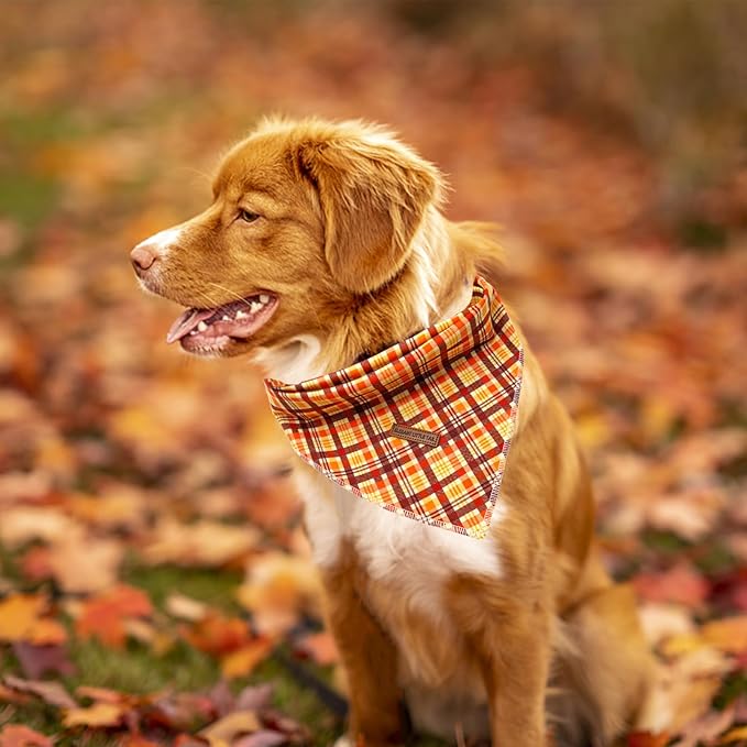 Elegant little tail Fall Dog Bandana, 1PC Girl Boy Dog Bandanas Halloween Bib Scarf Soft Washable Square Scarf Adjustable Pet Kerchief for Small Medium Large Dogs