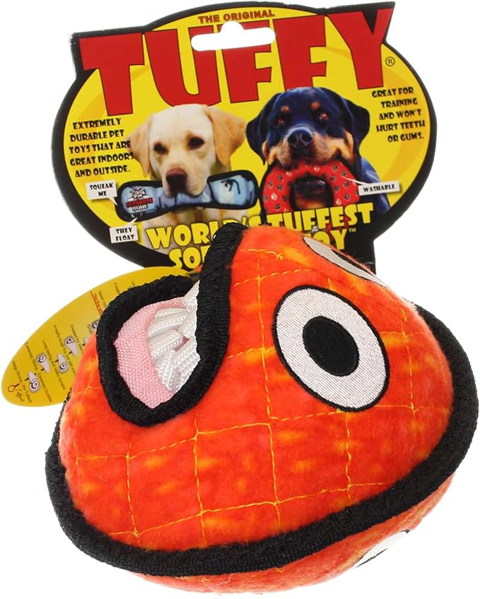 TUFFY® - World's Tuffest Soft Dog Toy - Alien - Multiple Layers. Made Durable, Strong & Tough. Interactive Play (Tug, Toss & Fetch). Machine Washable & Floats. (Ball Red, Large 2 Pack)