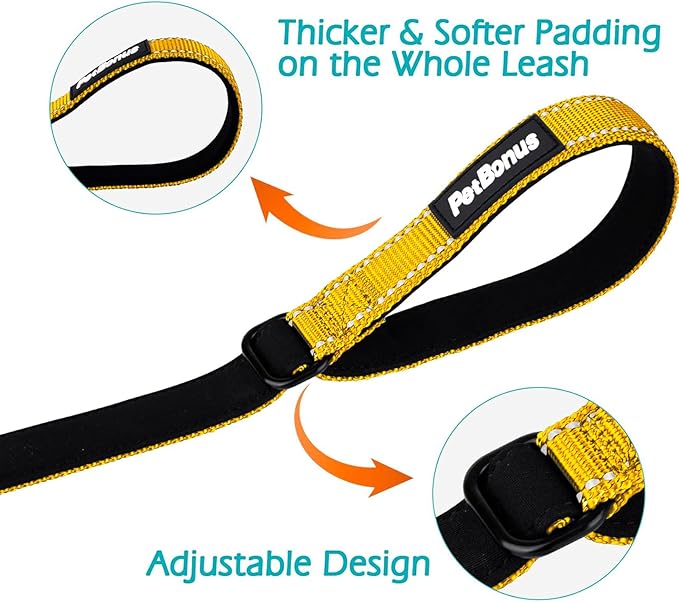 PetBonus Dog Leash Wrist Strap, Safety Strap for Retractable Leash, Lockable Reflective Short Dog Walking Lead with Adjustable Soft Padded Handle, Extra Layer Security for Pet Stroller (Yellow)