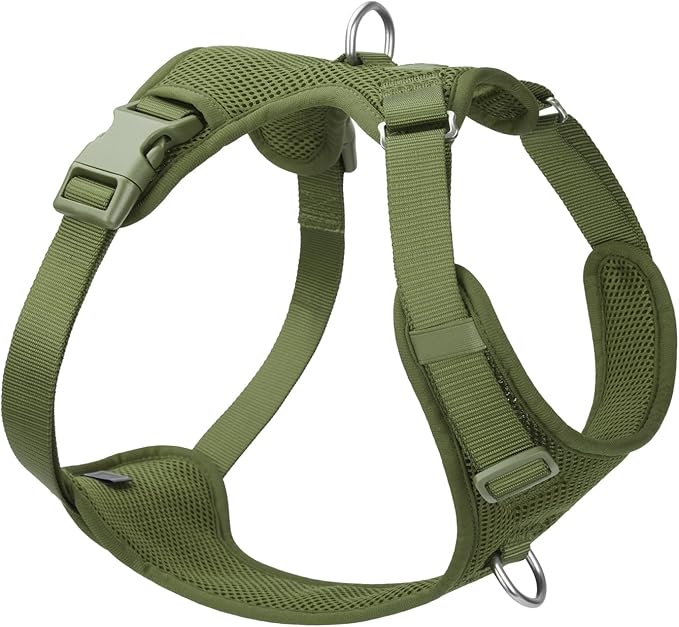 No Pull Dog Harness for Small Medium Large Dogs - Adjustable 2 Layer Mesh Dog Vest with Dual Clip, Escape Proof, Quick Release, Lightweight Breathable Mesh for Walking Hiking (Misty Green,M)