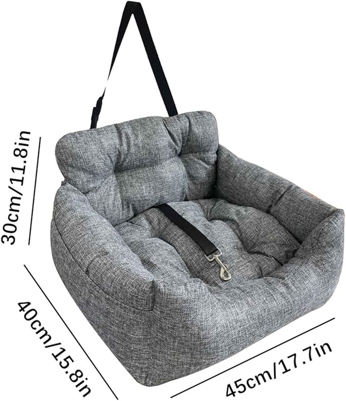 Dog Car Bed - Adjustable Foldable Safety Tether Cushions with Soft Padded Design, Dog Bed Car Seat for Travel Vehicles Summer Winter Trunk Interior Puppy Pet, Comfortable Secure Build