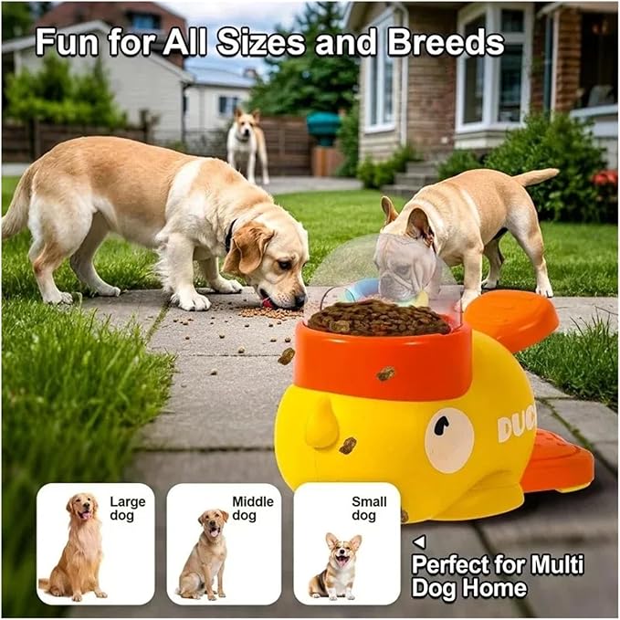 Interactive Dog Puzzle Feeder - Cartoon Duck Design, Slip Automatic Treat Dispenser for Pet Training(E)