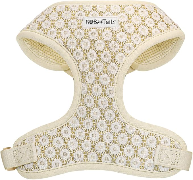 No Pull Dog Vest Harness for Small&Medium Dogs, Side Clip Adjustable Pet Vest, Soft Breathable, Fashion Dog Harnesses for Walking, Running, Shopping (Gold, XS)