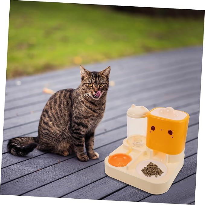 POPETPOP Automatic Double Pet Feeder Integrated Water Dish Space-Saving Design for Cats and Dogs Stable Non- Base for Feeding Easy to Materials