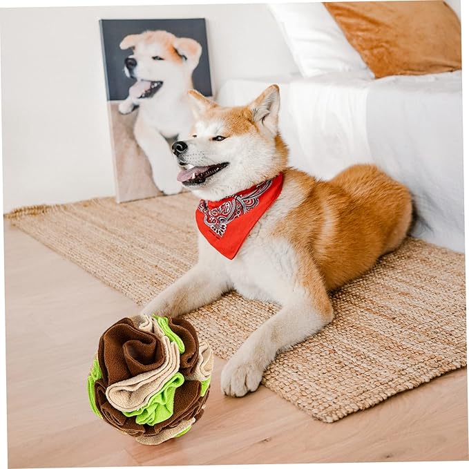 Happyyami Pet Dog Sniff Training Ball Interactive Chewing Toy for Dogs Slow Feeder Puzzle Ball Hidden Treats Polar Fleece Material for Indoor and