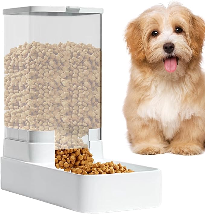 Generic Automatic Dog Cat Water Dispenser - Pet Feeder and Water Dispenser Set | Dog Cat Water Dispenser Feeder for Waterer Food Large Capacity, Food Feeder and Waterer Set with Pet Food Bowl, WHITE