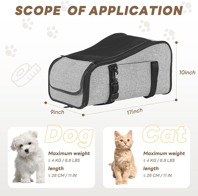 X-ZONE PET Dog Car Seat Pets Center Console Portable Booster Seats with Washable Cushion Safety Belt for Small Cats Suitable for Small Pets Up to 9 Lbs