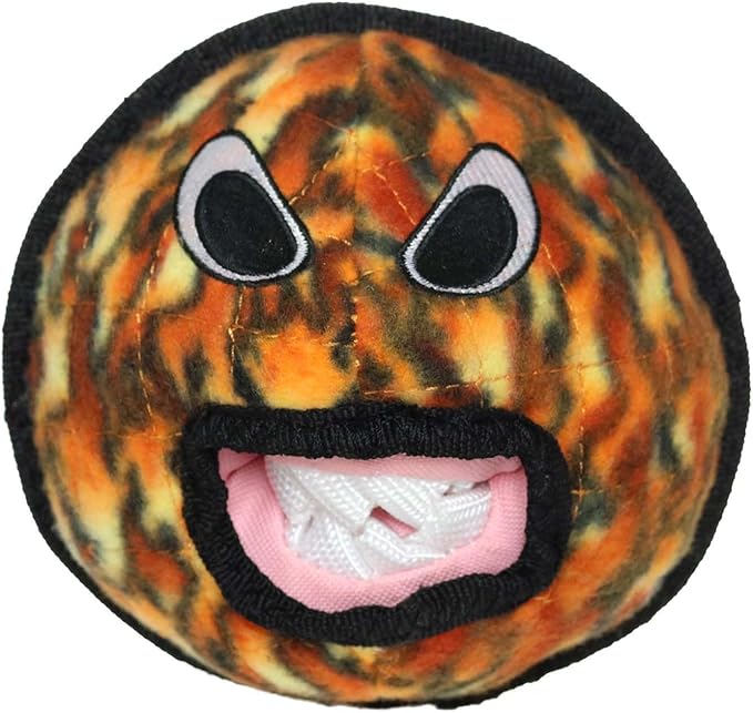 TUFFY - World's Tuffest Soft Dog Toy - Fire Alien Ball - Squeakers - Multiple Layers. Made Durable, Strong & Tough. Interactive Play (Tug, Toss & Fetch). Machine Washable & Floats