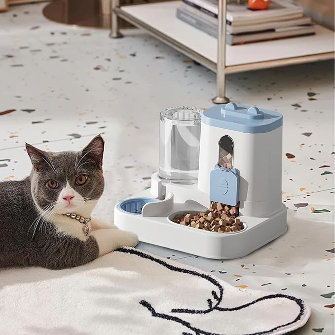 Auto Dog Feeder - 2 in 1 Automatic Pet Food Dispenser for Dogs and Cats, Large Capacity Bowl with Timed Feeding Function, Treat Dispenser for Kitten Small Medium Dogs Indoor Home Pet Supplies