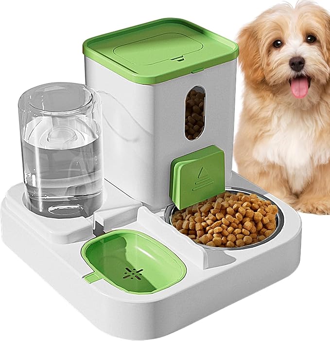Pet Feeder and Water Dispenser Set – Automatic Dry Food Station with Electric Fountain | duals Bowl System for Cats Dogs Home Dorm Travel Hotel School Feeding Hydration Convenience