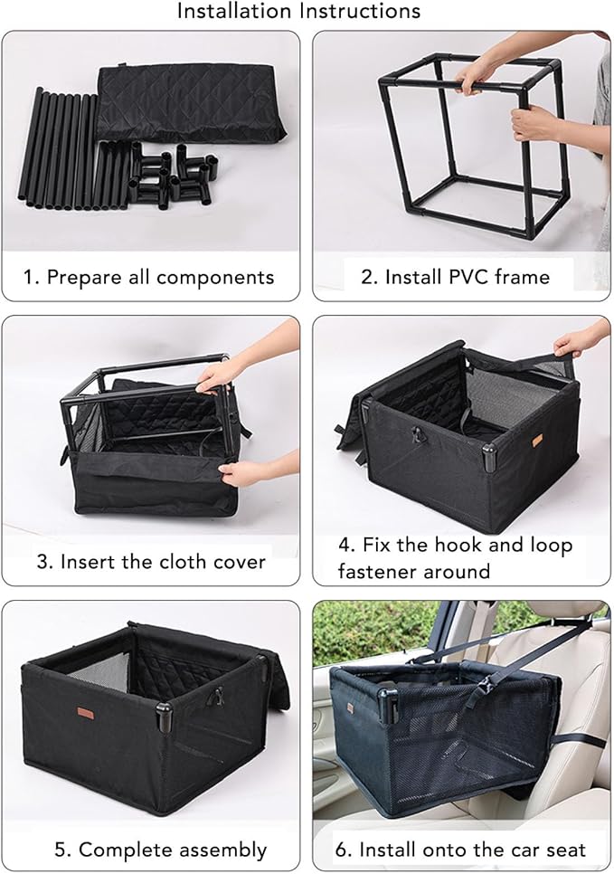 Breathable and Comfortable Dog Car Seat, Detachable Washable Dog Booster Seat, Multi Functional Pet Travel Bed with Safety Belt, Pet Car Seat for Small Medium Dogs Cats