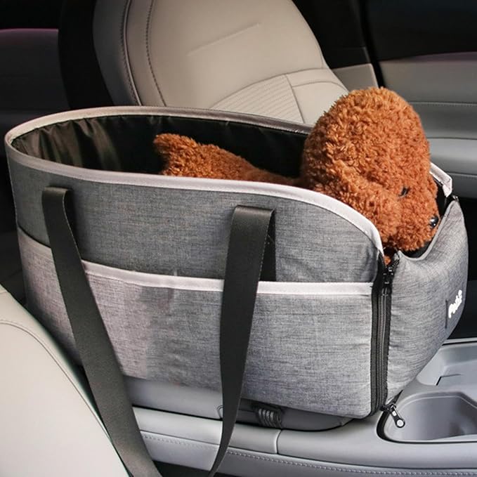 Center Console Dog Seat - Pets Weight Under 15 Lbs Travel Bags with Fixing Straps | Center Console Small Dog Cat for All Seasons | Dog Booster Car Seat Center Console | Car Pet Safety Seat