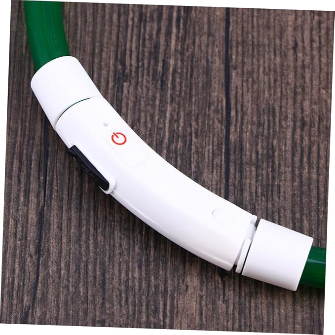 Led Glowing Dog Collar USB Rechargeable Green Silicone Light-up Pet Collar for Night Safety Durable and Flexible