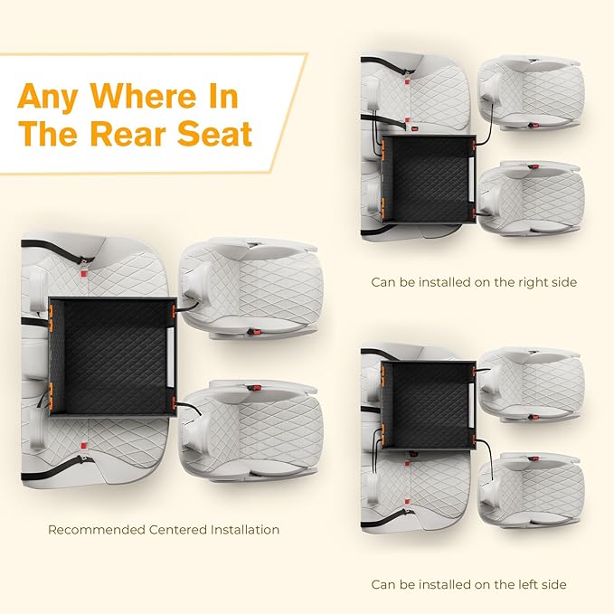 Pecute Dog Car Seat, Back Seat Extender for Dogs, Upgraded Sofa Leather, Breathable Mesh Sides, Hard PVC Panels Bottom Support to 330 lbs, for Cars/Mid-Size SUV/Small Truck