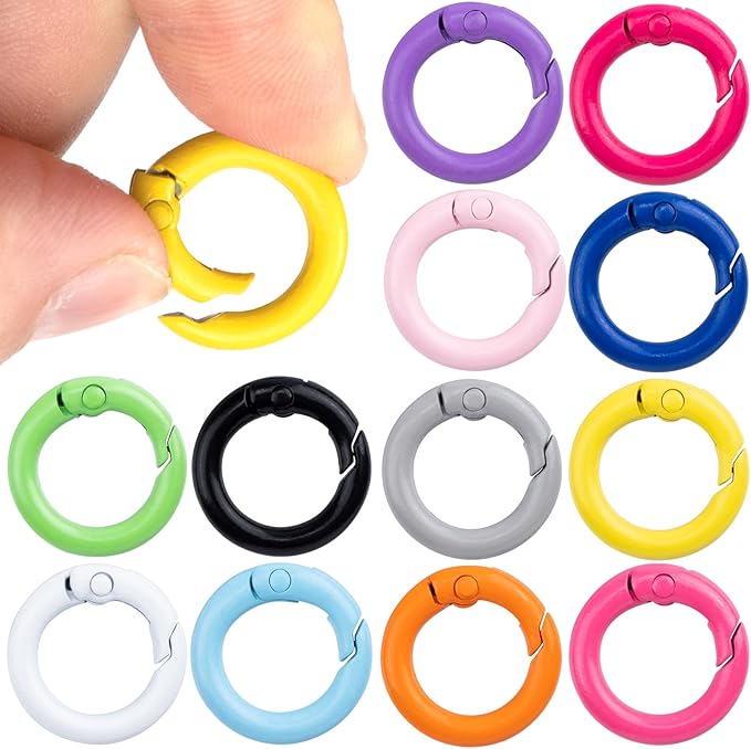 Spring O Rings,Round Spring Snap Keyring, Metal Carabiner Clips for Keychain Handbag Purse Dog