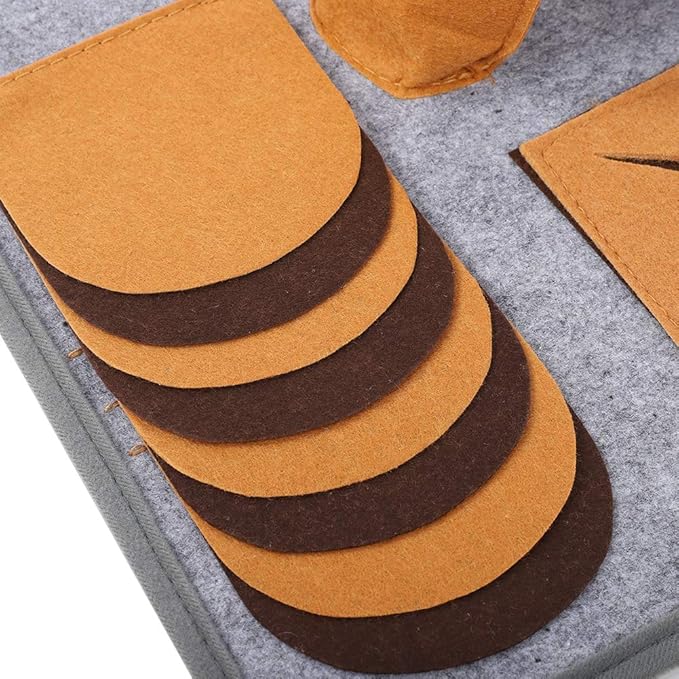 Pet Sniffing Pad Dog Cat Felt Nose Work Feeding Mat Durable Elastic Sniffing Foraging Training Playing Blanket Safe Non Slip Back Design for Pets Indoor Play Brown 60x60cm