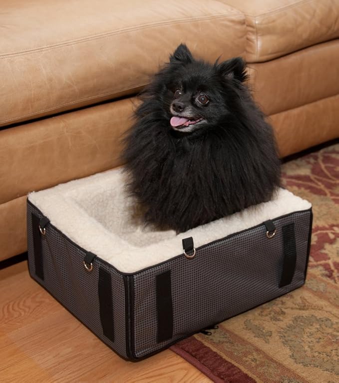 Pet Gear Dog/Cat Convertible Booster Seat and Pet Bed, Removable Washable Cover, Safety Tethers Included, Installs in Seconds, No Tools Required, slate, medium (PG1118DSL)