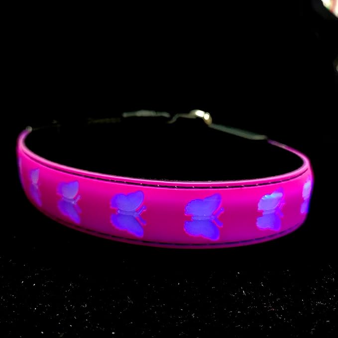 USB-C led Light up Dog Collar, 3D Design Comfortable and Soft Material,Multicolored Lighting，Night Dog Collar (BT-PING, XS(7.87-11.8"))