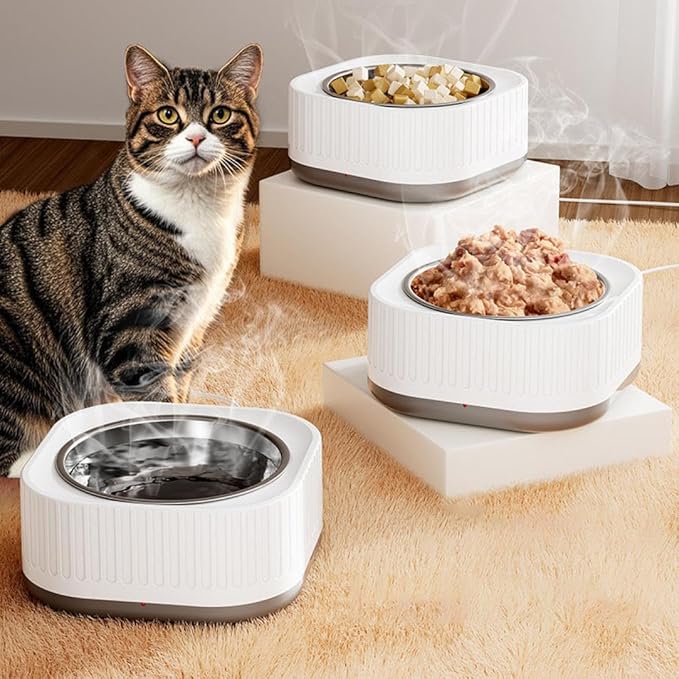 Automatic Winter Outdoor Heated Pet Water Bowl - Stainless Steel Thermostatic Warming Dish for Dogs, Cats & Chickens - Anti-Chew Cord Thermostatic Bowl for Small Animal (1PCS B)