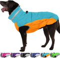 Warm Dog Coats for Large Dogs, Waterproof Dog Jacket with Harness Built in, Zipper Clousure, Fleece Lining, Turtleneck, for Cold Weather, Pet Snowsuit for Border Collie, Golden Retriever- XXL