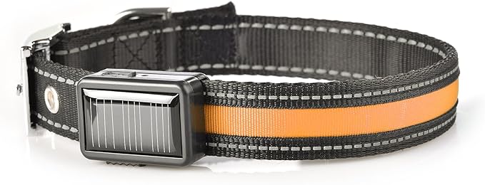 Brite Strike - LPCSU-ORANGE-MED - Solar & USB Rechargeable LED Lighted Dog Safety Collar - Make Your Dog Seen in the Dark – 2.5 Hr Run Time, Water-Resistant - Medium, Orange