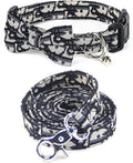 Bowtie Collars for Medium Dogs, Elegant Collars with Leash Set, Dog Collars with Bowtie Adjustable 13.8"-17.7", Black, M