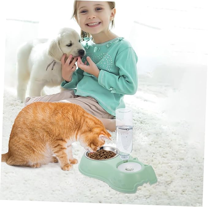 Milisten 1set Pet Double Feeder Automatic Water Dispenser Detachable Bowl for Convenient Feeding and Hydration Opaque Design for Fresh Food and Pet Shops