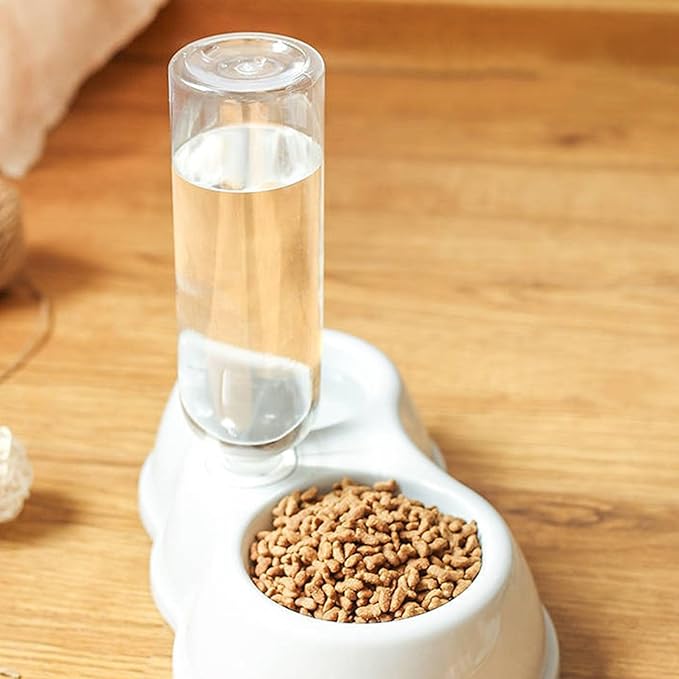 Double Dog Cat Bowl, Multipurpose Large Capacity Automatic Water Refill 2 in 1 Design Pet Feeder Water Dispenser Set, Gravity Feeder Cat Dry Food and Water Set for Indoor