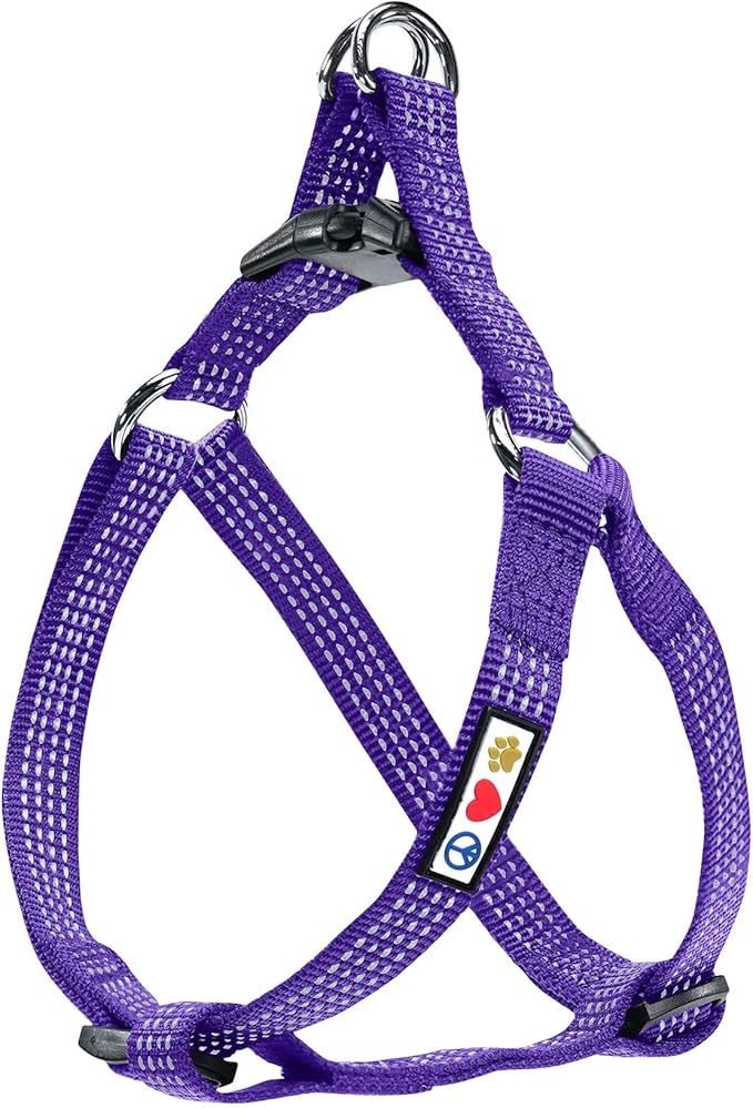 Pawtitas Reflective Step-in Dog Harness – Adjustable No-Pull Vest for Puppies to Seniors, Safe & Comfortable, XS Purple