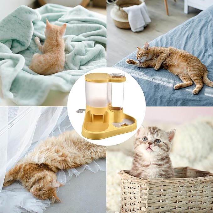 Cat Food Dispenser, Transparent 2 in 1 Food and Water Feeder, Automatic Cat Feeder, Transparent Feeding Tool for Cats, Dogs, and Other Animals (B)