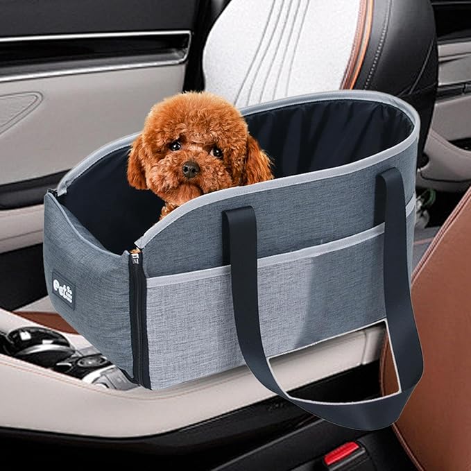 Center Console Dog Seat - Pets Weight Under 15 Lbs Travel Bags with Fixing Straps | Center Console Small Dog Cat for All Seasons | Dog Booster Car Seat Center Console | Car Pet Safety Seat