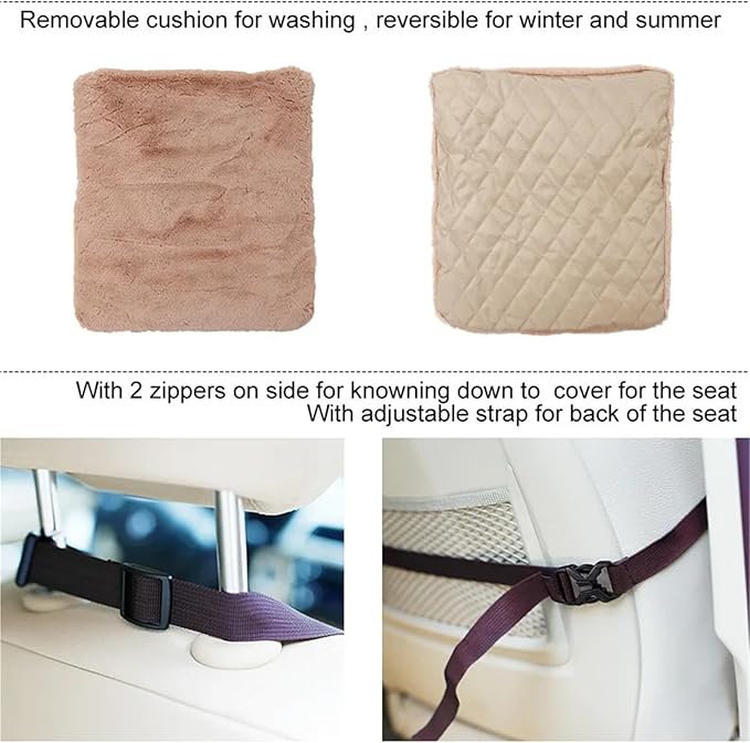Dog Car Seat Booster for Small Dogs and Cats, Waterproof Quilted Nylon Pet Travel Bed, Durable Anti-Slip Car Seat Protector, Beige/Black/Grey, 60x50x18cm(Black)