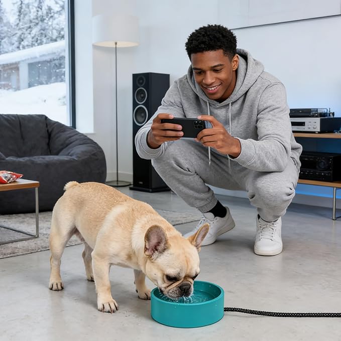Pet Water Bowl, Large Capacity Heated Feeder Dish, Automatic Heated Water Bowl for Cats Dogs, for Small Medium Large Puppies Chickens Birds Indoor Outdoor Garden Yard Controlled Drinking for Pets