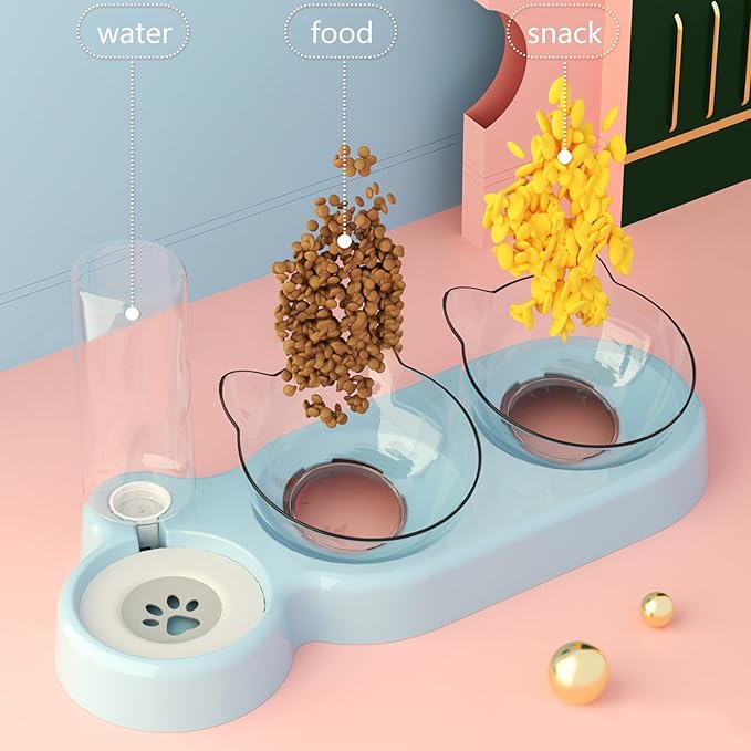 Innovative Pet Automatic Water Dispenser with Double Bowls for Feeding and Drinking Clear Bowl for Cats and Dogs