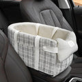 Pet Car Seat for Small Dogs & Cats, Large Space with Soft Cushion, Removable Design, Secure Straps, Fits Most Vehicles (Beige Plaid, 9.8 * 17.7 * 9.8inches)