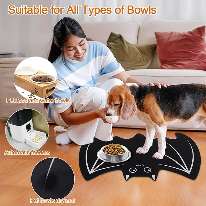 Halloween Pet Mat for Food and Water, Pet Feeding Mat for Dog Cat Bowl Absorbent Anti-Stain Non-Slip Quick Dry Easy Clean Floor Placemat, Pets Accessories Indoor (20 * 31.5 in)