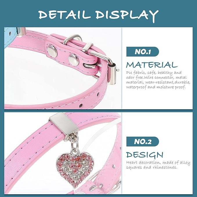 jojofuny 2pcs Adjustable Dog Collar with Buckle Blue and Pink Medium Size 1.3-35cm Pet Neck Decoration Dog Neck Ornament