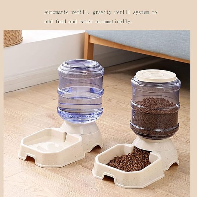 3.8L Big Capacity Automatic Dog Food Feeder Water Set Unplugged Fountain Dispenser Waterer Self Feeding Bowl For Small Large Pet Dog Cat Puppy cat fountain (Size : Feeders) (Water dispensers)