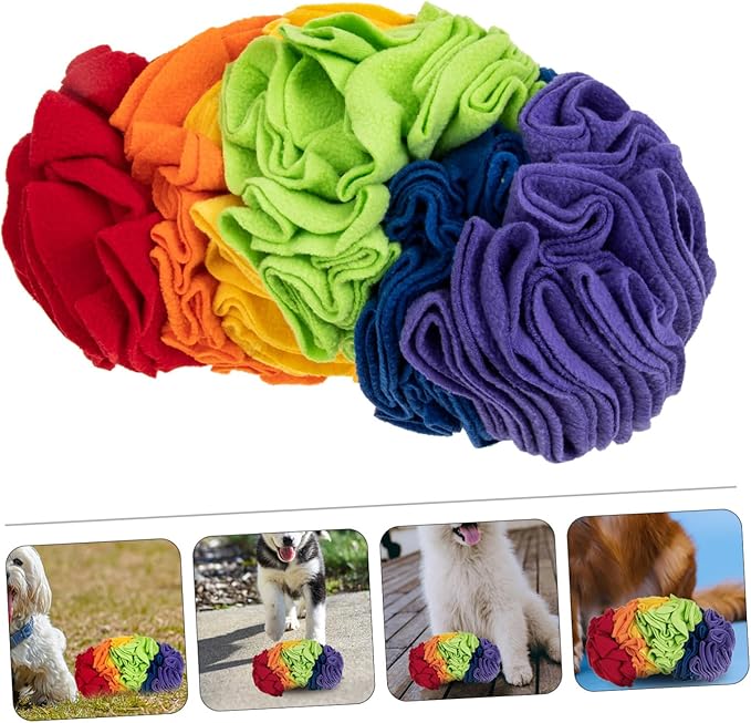 Dog Snuffle Mat Interactive PET Sniffing Pad Colorful Roll Design Slow Feed Dog Training Toy for Cognitive Enrichment and Chewing
