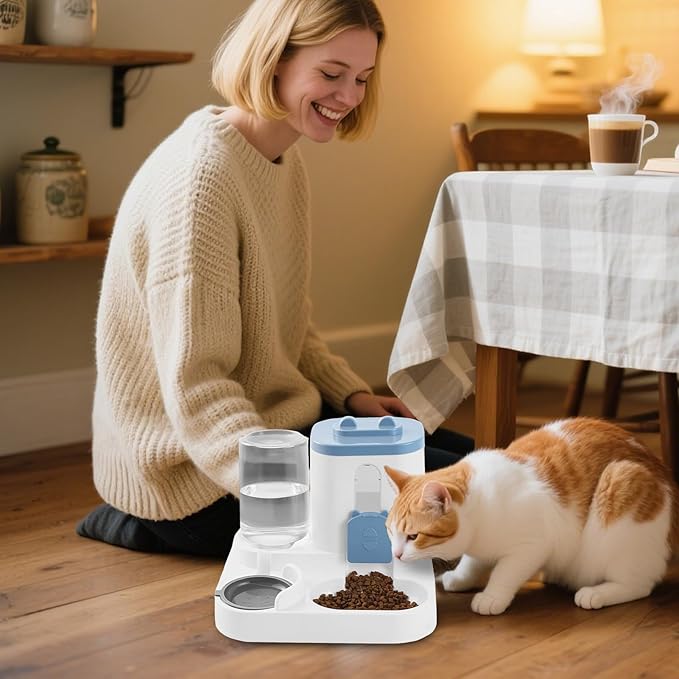 Dog Feeder, Automatic Pet Feeder, Large Capacity Food Dispenser with Flow System for Cats Kittens Small Medium Dogs Indoor Feeding, Convenient Daily Meal Supply for Home Use