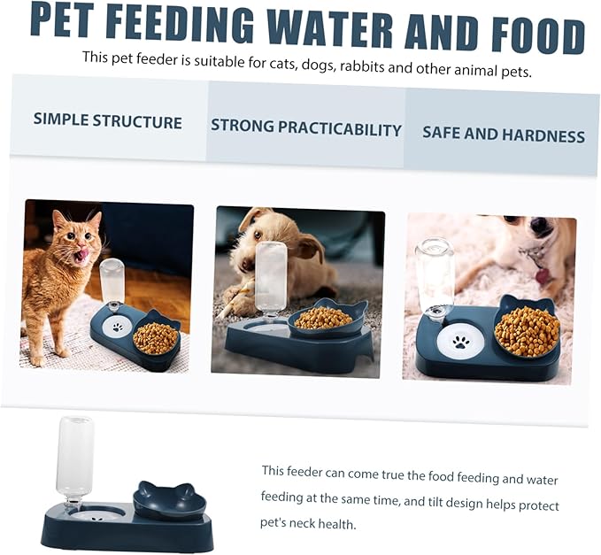 Pet Water Dispenser Dog Bowl Cat Food Serving Bowl Automatic Feeder Non-Slip Mat
