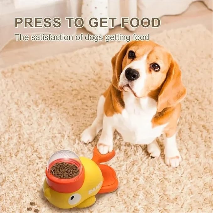 Interactive Dog Puzzle Feeder - Cartoon Duck Design Treat Dispenser for Training and Play(Yellow)