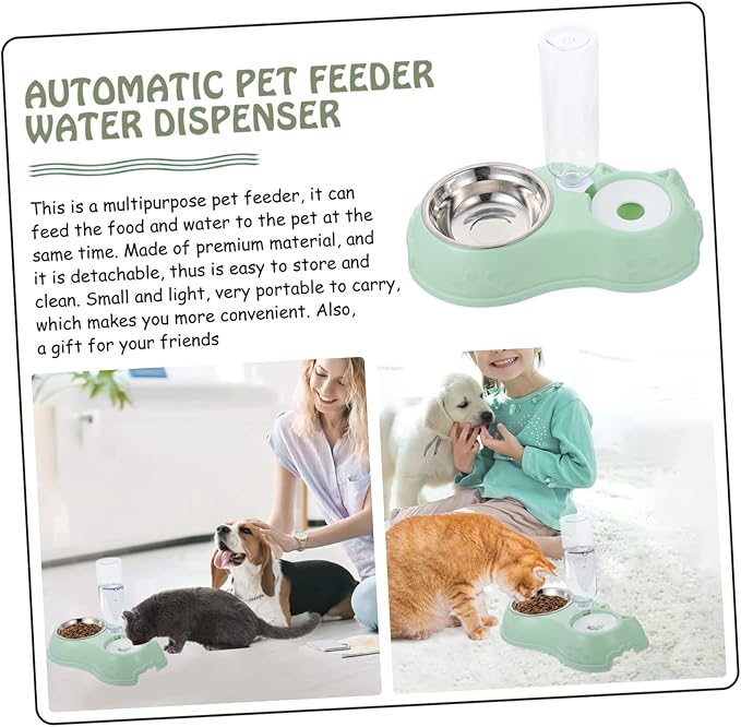POPETPOP 1Set Detachable Pet Feeder for Cats Dogs Automatic Food and Water Dispenser Material Easy to Design Convenient Dual Feeding