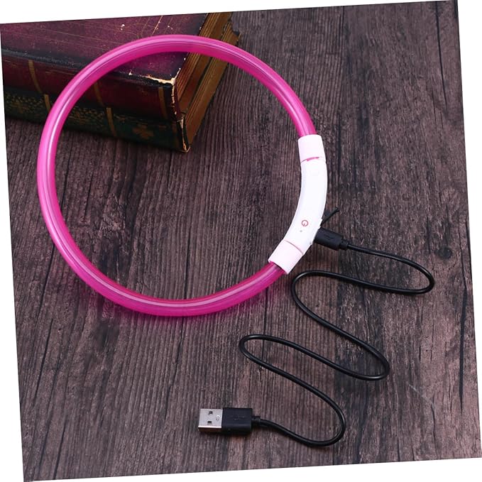 BESPORTBLE Led Pet Dog Collar Rechargeable Flashing Night Light for Dogs Pink Collar Modes USB Charging Safety Warning