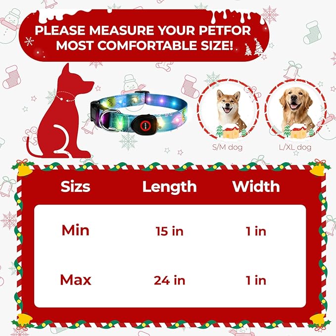 Light Up Dog Collar, LED Dog Collar Glow in The Dark - USBC Rechargeable, 3 Flashing Modes Adjustable Glow Collar, Safety Fashionable Cute Dog Light Up Collars for Medium Large Dogs Green
